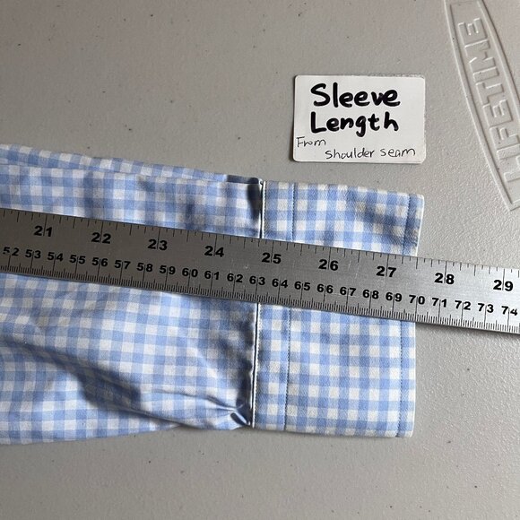 Eton Fine Twill Cotton Slim Check Button Up Shirt - Men's Size 43/17 - Blue - Picture 8 of 9